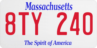 MA license plate 8TY240