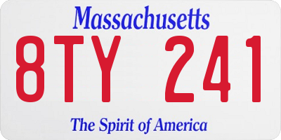 MA license plate 8TY241