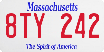 MA license plate 8TY242