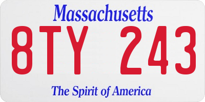 MA license plate 8TY243