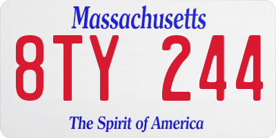 MA license plate 8TY244
