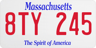 MA license plate 8TY245