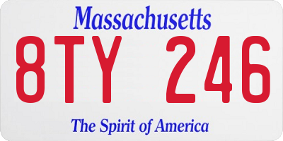 MA license plate 8TY246