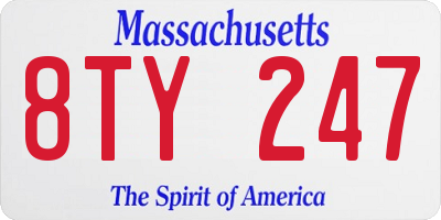 MA license plate 8TY247