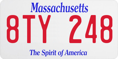 MA license plate 8TY248