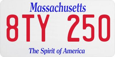 MA license plate 8TY250
