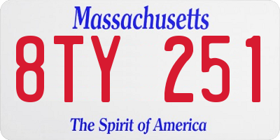 MA license plate 8TY251