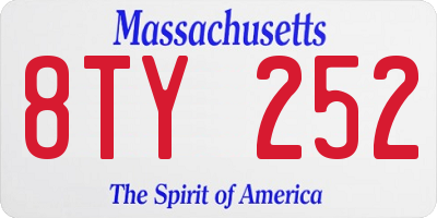 MA license plate 8TY252