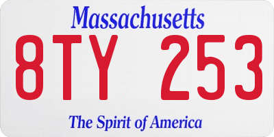 MA license plate 8TY253