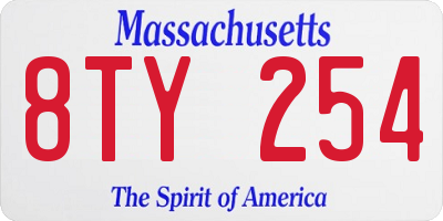 MA license plate 8TY254