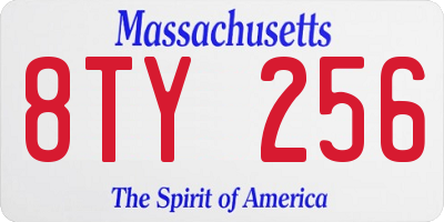 MA license plate 8TY256