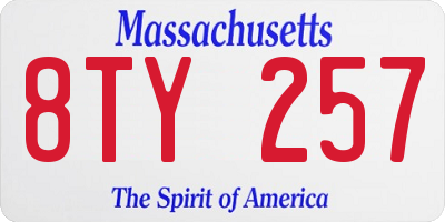 MA license plate 8TY257