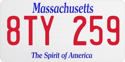 MA license plate 8TY259