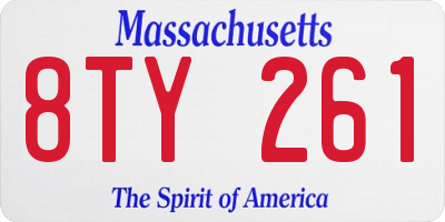 MA license plate 8TY261