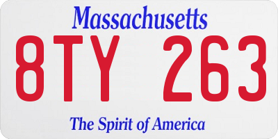 MA license plate 8TY263