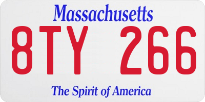 MA license plate 8TY266