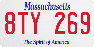 MA license plate 8TY269