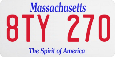MA license plate 8TY270