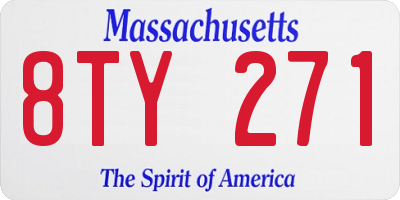 MA license plate 8TY271