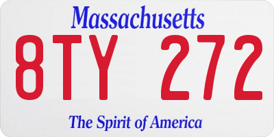 MA license plate 8TY272