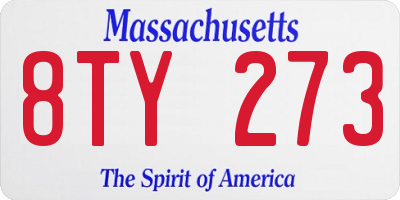 MA license plate 8TY273