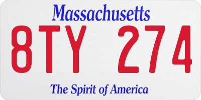 MA license plate 8TY274