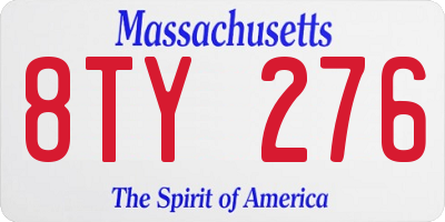 MA license plate 8TY276
