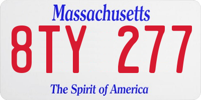 MA license plate 8TY277