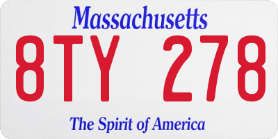 MA license plate 8TY278