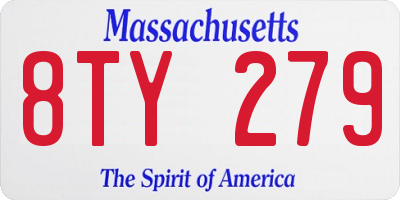 MA license plate 8TY279