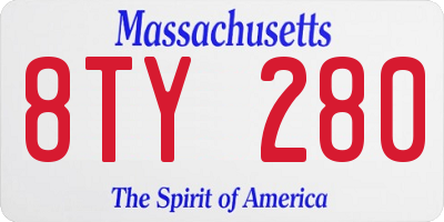 MA license plate 8TY280