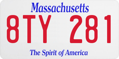 MA license plate 8TY281