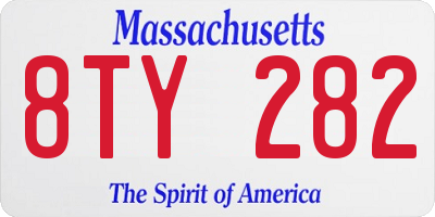 MA license plate 8TY282