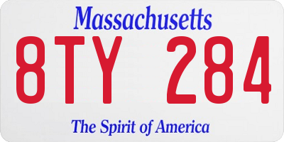 MA license plate 8TY284