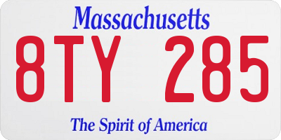 MA license plate 8TY285
