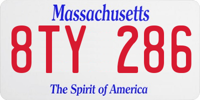 MA license plate 8TY286