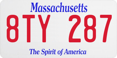 MA license plate 8TY287
