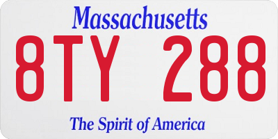 MA license plate 8TY288