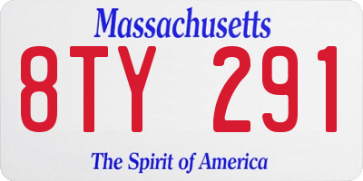 MA license plate 8TY291