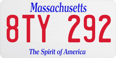 MA license plate 8TY292