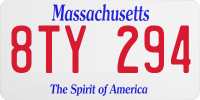 MA license plate 8TY294