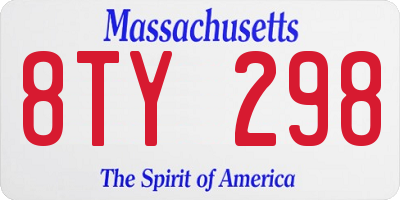 MA license plate 8TY298
