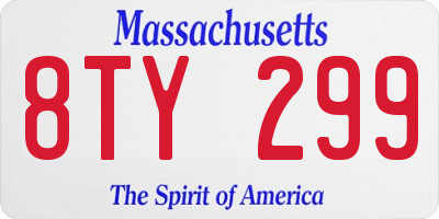 MA license plate 8TY299