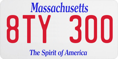 MA license plate 8TY300