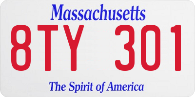 MA license plate 8TY301