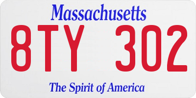 MA license plate 8TY302