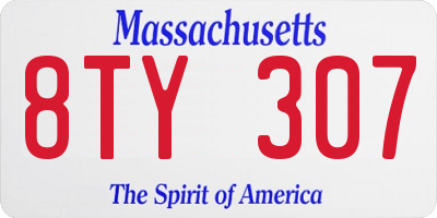 MA license plate 8TY307