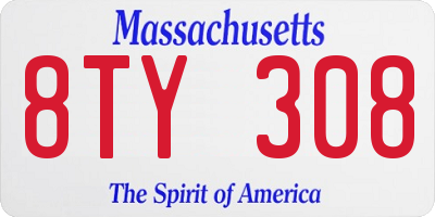 MA license plate 8TY308