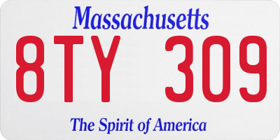 MA license plate 8TY309