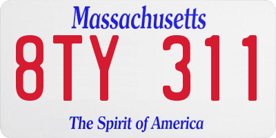MA license plate 8TY311